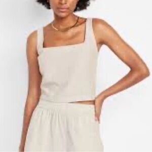 Old Navy Women’s‎ Tan Linen Cropped Tank Top Size Medium